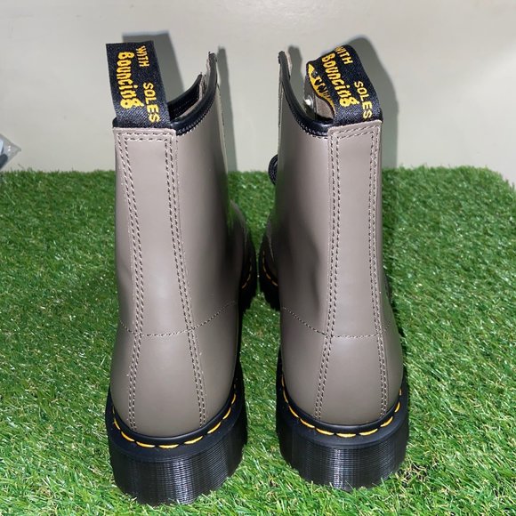 Dr. Martens 1460 BEX Smooth Leather Platform Boots Khaki Grey Men's Size 14 NEW - Picture 4 of 8